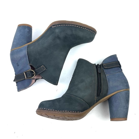El Naturalista Colibri Ankle Boot 36 Blue Tone Leather Heeled Bootie Womens - Picture 7 of 9